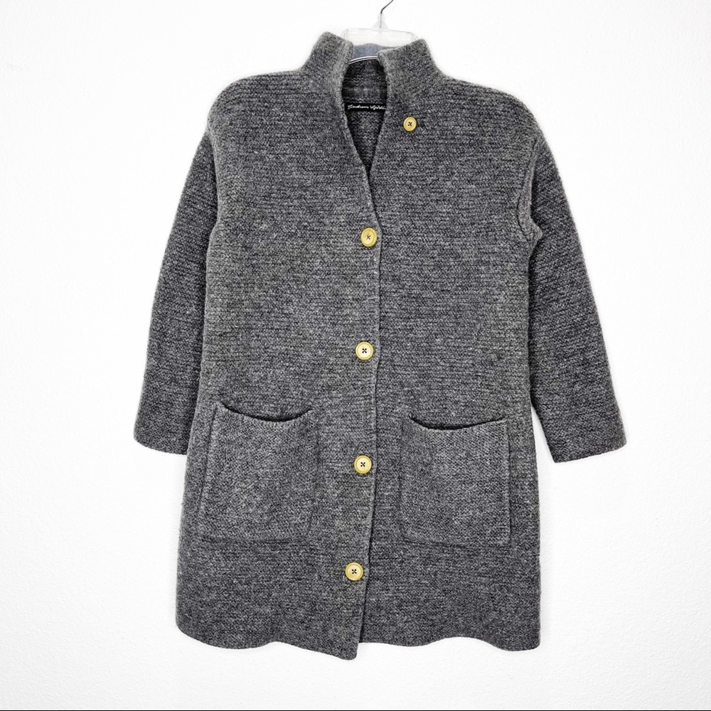 Gudrun Sjödén Felted 100% Wool Long Collar Jacket Coat Lagenlook